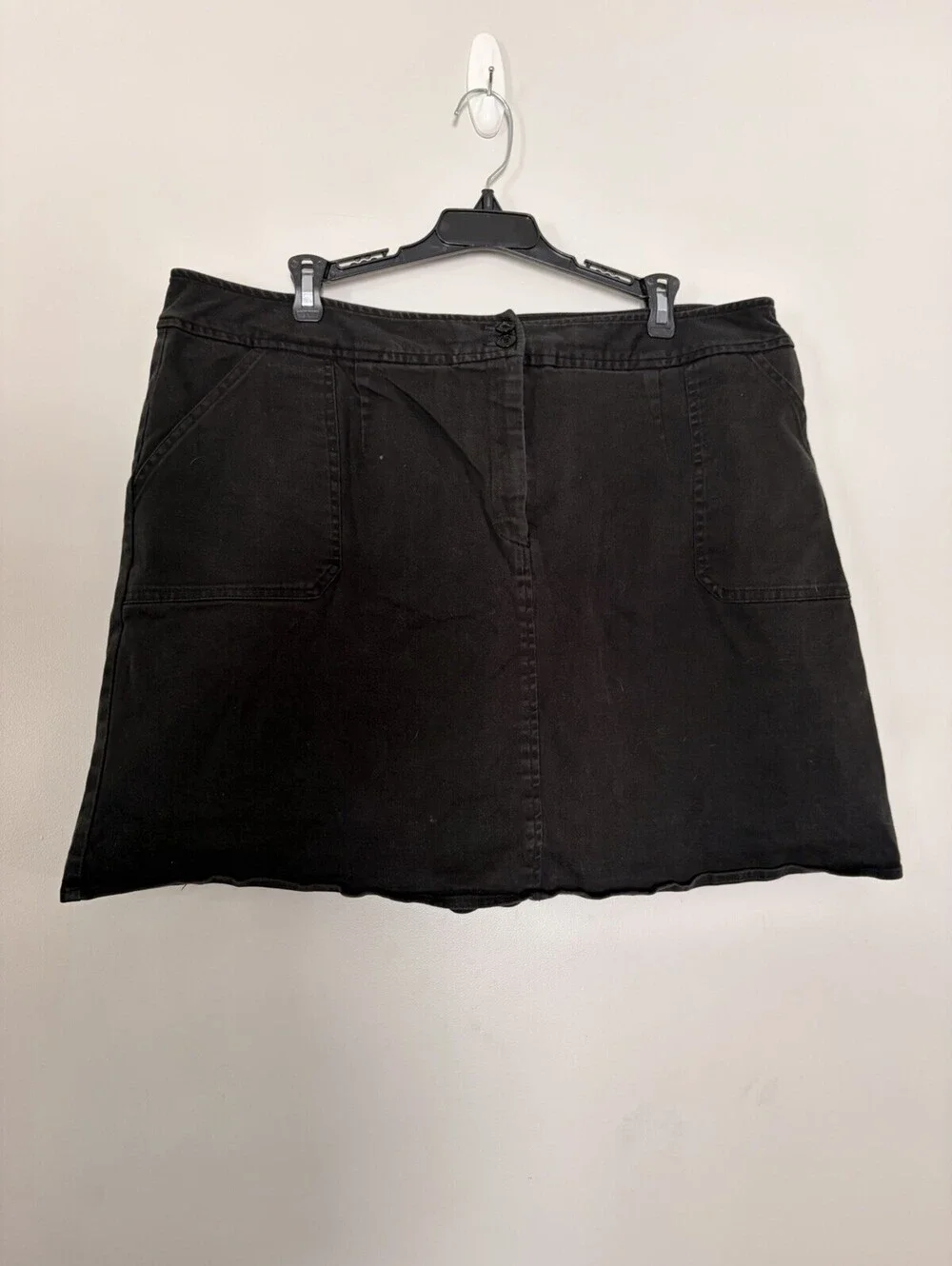 Briggs New York Woman Black Mini Skort Size 18W Elastic Back Casual Y2K Cotton